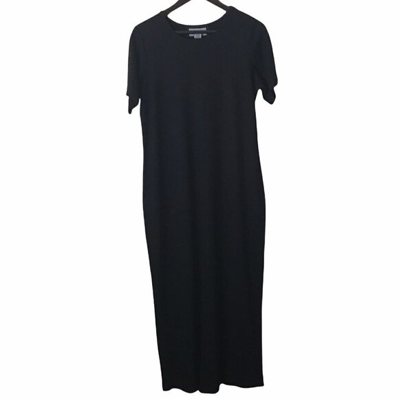 INDIGO MOON Black Short Sleeve Maxi Long Dress - Picture 1 of 11